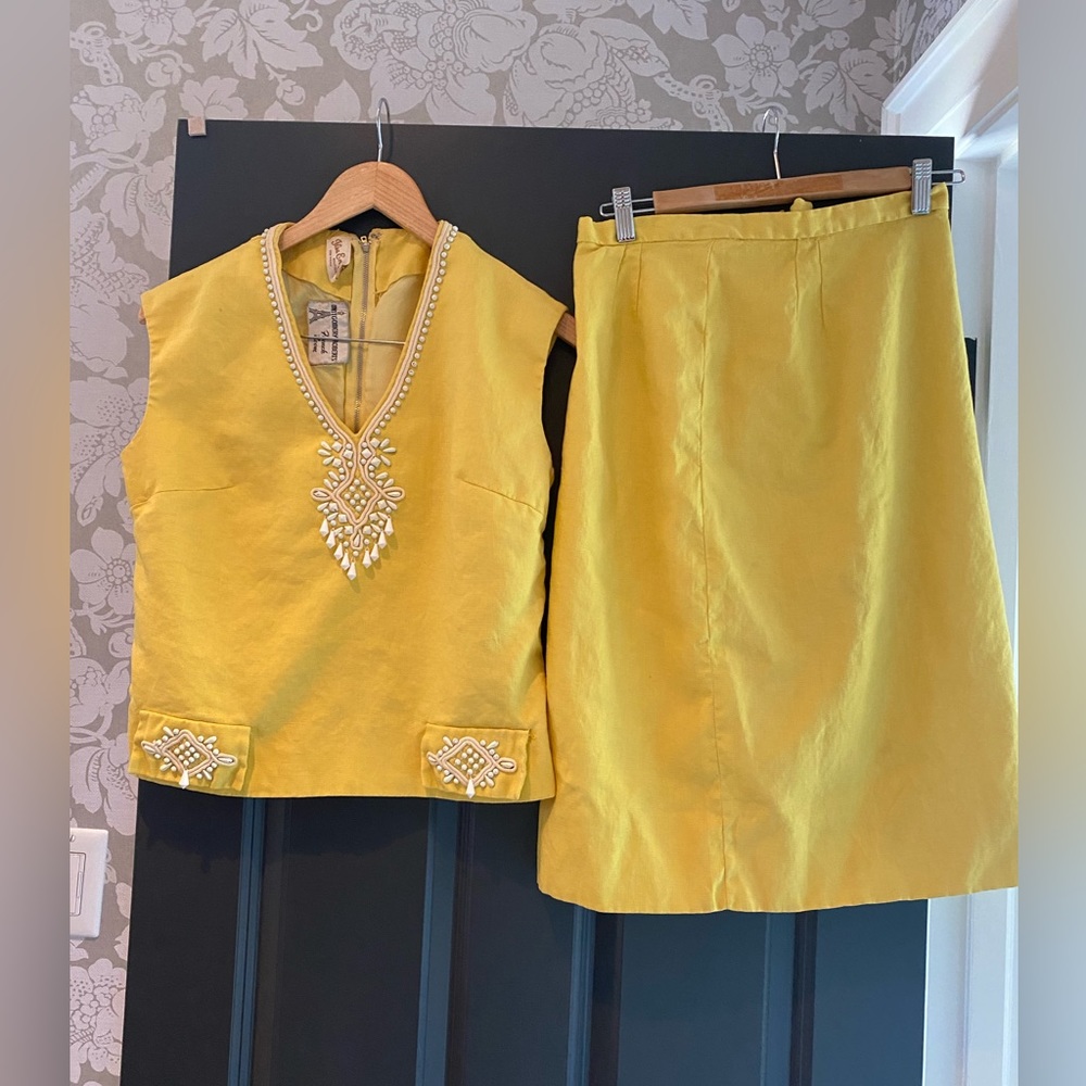 Vintage Yellow Linen 2 Piece XS